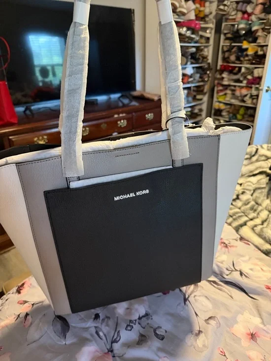 Michael Kors Two-Tone Tote — Black & Light Gray - Picture 7 of 7